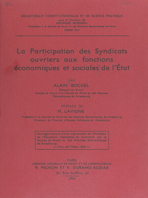 cover image of La participation des syndicats ouvriers aux fonctions économiques et sociales de l'État